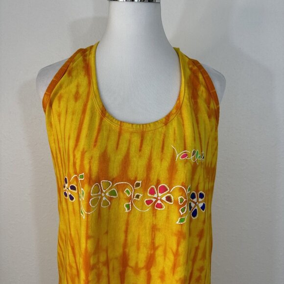 Neon BeachWear Mexico Womens Sundress Sz EX Yellow Orange Sleeveless Frills - Picture 3 of 12